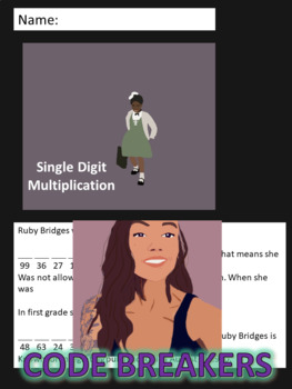 Preview of Break the Code! Ruby Bridges Mini-bio Single Digit Multiplication