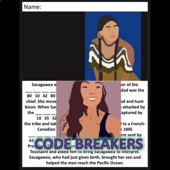 Preview of Break the Code! Sacagawea Mini-bio (Multi-digit Multiplication)