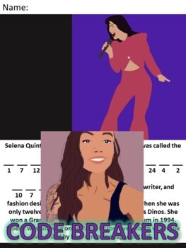 Preview of Break the Code! Selena Mini-bio Single Digit Multiplication