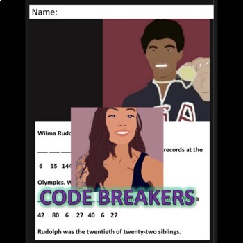 Preview of Break the Code! Wilma Rudolph Mini-bio (Multi-digit mult.)