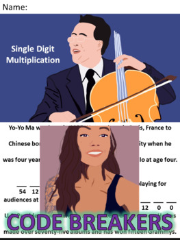 Preview of Break the Code! Yo-Yo Ma Mini-bio Single Digit Multiplication