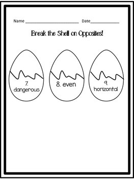 Break The Shell On Opposites Easter Activity By Calley S Corner Tpt