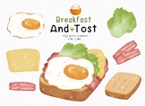 Breakfas and Tost Clipart. Instant Digital Download, comme