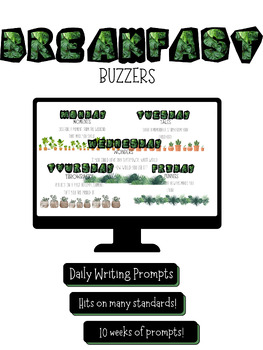 Preview of Breakfast Buzzers | Morning Meeting Writing Prompts | 10 Week Bundle 