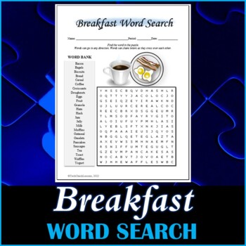 Preview of Breakfast Word Search Puzzle