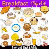 Breakfast clipart high resolution color & black and white