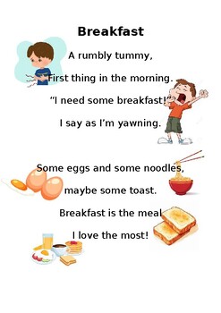 Preview of Breakfast poem (editable)