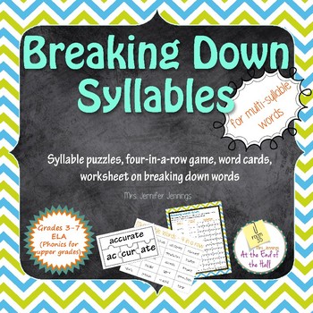 Preview of Breaking Down Multi-Syllable Words Phonics Activities