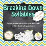 Breaking Down Multi-Syllable Words Phonics Activities