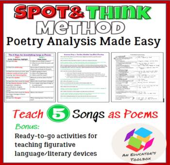 Preview of Poetry Made Easy: Teach 5 Songs as Poems with Figurative Language Activities