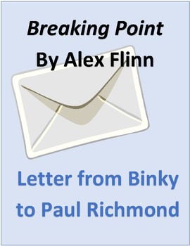 Preview of Breaking Point by Alex Flinn Novel Character Letter with rubric