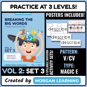 Preview of Breaking the Big Words: Syllable Division Activity Set 10 (V/CV - Magic E)