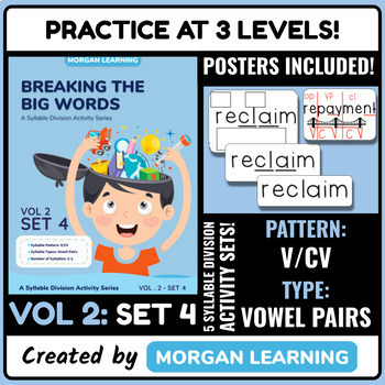 Preview of Breaking the Big Words: Syllable Division Activity Set 11 (V/CV - Vowel Pair)