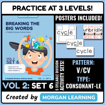 Preview of Breaking the Big Words: Syllable Division Activity Set 13 (V/CV - Consonant-le)