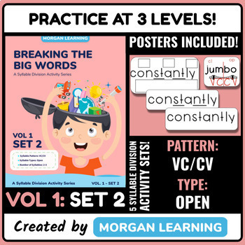 Preview of Breaking the Big Words: Syllable Division Activity Set 2 (VC/CV - Open)