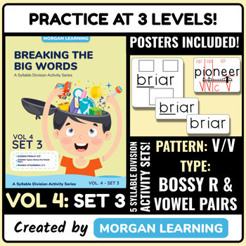 Preview of Breaking the Big Words: Syllable Division Activity Set 21 V/V-Bossy R/Vowel Pair