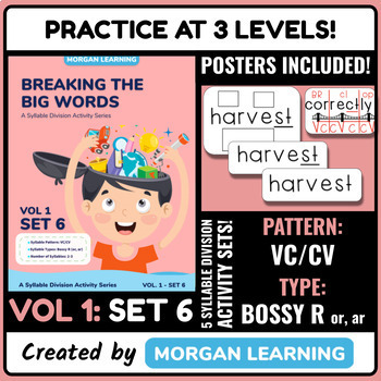 Preview of Breaking the Big Words: Syllable Division Activity Set 6 (VC/CV Bossy R -or,-ar)