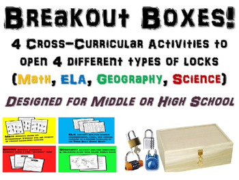 Preview of Breakout Boxes! Cross-curricular brain exercises for Middle & High School