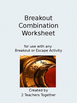 Preview of Breakout Combination Worksheet
