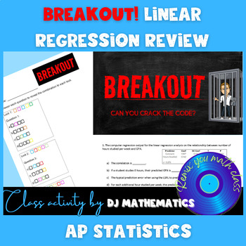 Preview of Breakout Escape Room Linear Regression Review Activity