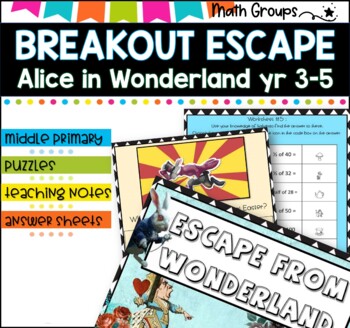 Preview of Breakout game I Escape from Wonderland  Math Facts I grades 3-5