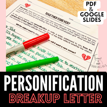 Preview of Valentines Day Personification Breakup Letter | Figurative Language Writing