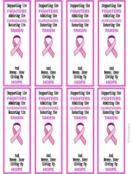 October Breast Cancer Awareness Bookmarks Hope Fight Win Free