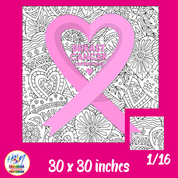 Preview of Breast Cancer Awareness Collaborative Poster Art - Pink Ribbon Bulletin Board