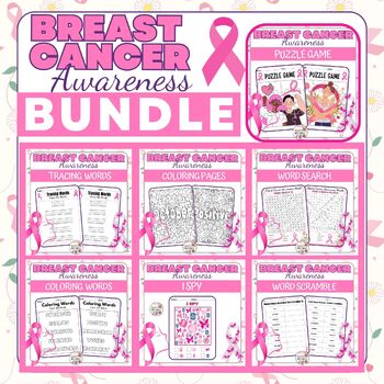 Giant Breast Cancer Awareness Month Words Search Puzzle Activity Worksheet