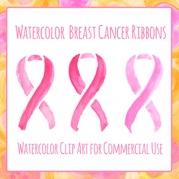 Awareness Ribbons Clipart Watercolor Pack/Hand-painted Ribbon Graphics/Breast Cancer Awareness/Digital-Instant Download for Commercial Use
