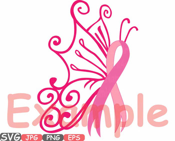 Breast Cancer Butterfly SVG swirl Props clipart Awareness ribbon ...