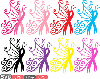 Free 276 Awareness Ribbon Butterfly Svg SVG PNG EPS DXF File