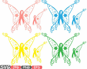 Breast Cancer Butterfly SVG swirl Props clipart Awareness ribbon ...
