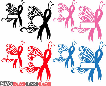 Download Breast Cancer Butterfly frame svg clipart Awareness autism ...