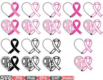 Breast Cancer Ribbon Silhouette clipart heart cure hope Pink Awareness