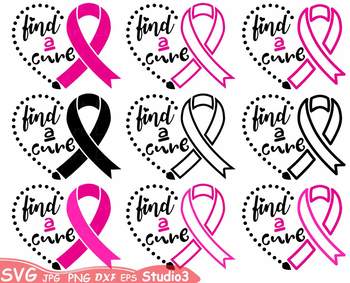 Download Breast Cancer Ribbon Silhouette Clipart Heart Faith Hope Cure Awareness Svg 59sv