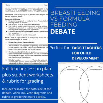 Preview of Breastfeeding vs Formula Feeding Classroom Debate