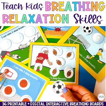 Preview of Mindful Breathing Boards Calming Coping Skills Digital & Printable Anxiety Tool