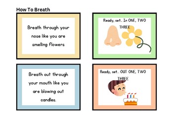 Preview of Breathing Cards Learning Breathing Techniques to help self-regulate emotions
