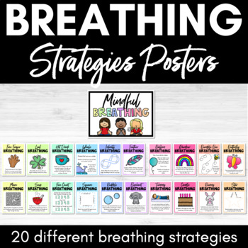 Preview of Rainbow Breathing Exercises for Kids - Mindful Breathing Strategies Posters
