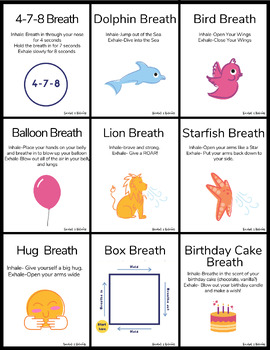 Preview of Breathing Techniques Flashcards or Decor [Social Emotional Learning]