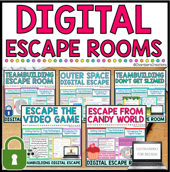 Preview of Fun Teambuilding Digital Escape Rooms Bundle for B