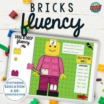 Preview of Brick Boom Cards™ & Printable Fluency Worksheets for Stuttering Speech Therapy