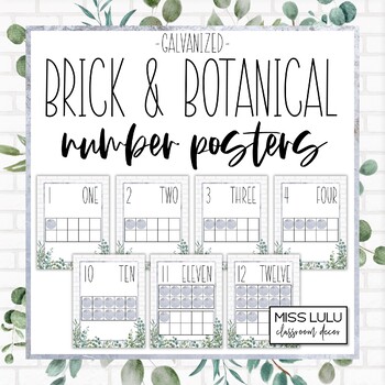 Preview of Brick & Botanical Galvanized Classroom Decor Number Posters