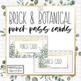 Brick & Botanical Gold Editable Punch Pass Cards
