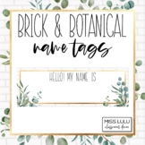 Brick & Botanical Gold Name Tags {Editable}