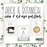 Brick & Botanical Gold Shape and Color Posters