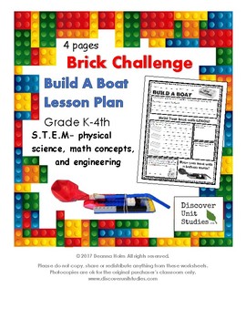 Preview of Brick Challenge: Build A Boat- STEM Lesson Plan