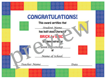 Brick By Brick Lego Inspired End Of The Year Awards Certificates Editable