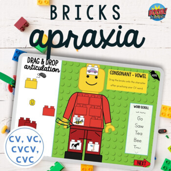 Preview of Bricks Apraxia Boom Cards™ & Printable Articulation Worksheets CVC and More